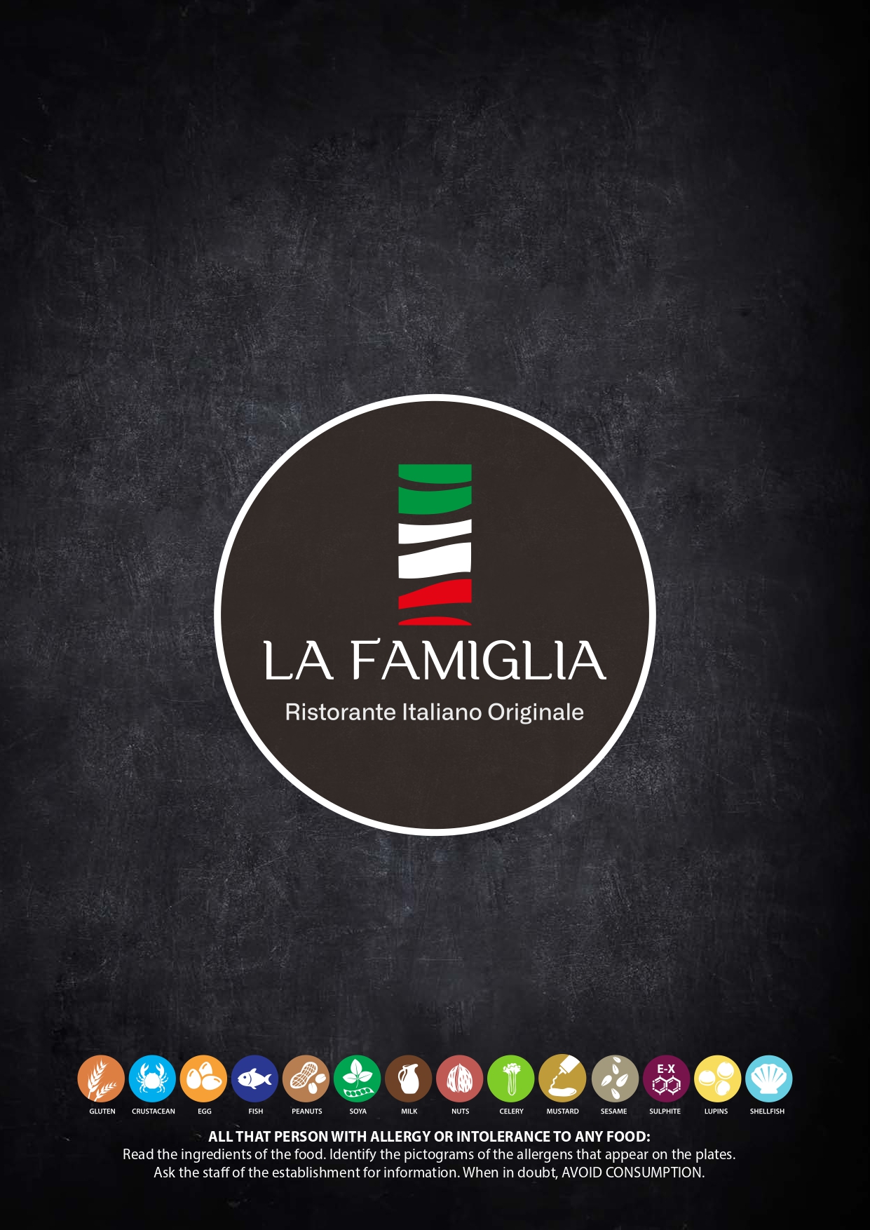 La Famiglia English menu page 8 allergens