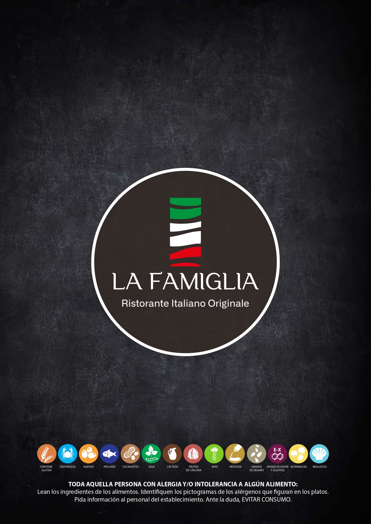 Carta La Famiglia español página 8 alérgenos